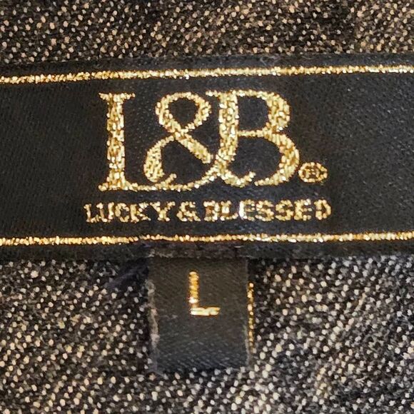 L&B Lucky and Blessed Womens Black Sequined Distressed Denim Jacket Large - Picture 2 of 13